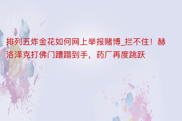 排列五炸金花如何网上举报赌博_拦不住！赫洛泽克打佛门蹧蹋到手，药厂再度跳跃