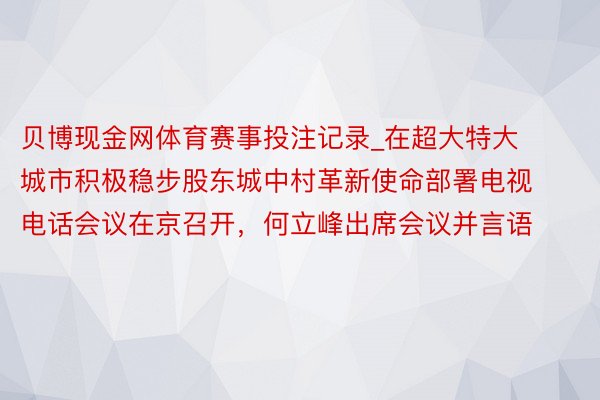 贝博现金网体育赛事投注记录_在超大特大城市积极稳步股东城中村革新使命部署电视电话会议在京召开，何立峰出席会议并言语