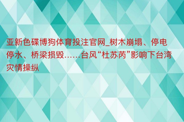 亚新色碟博狗体育投注官网_树木崩塌、停电停水、桥梁损毁……台风“杜苏芮”影响下台湾灾情操纵