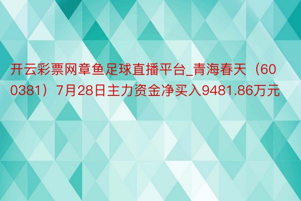 开云彩票网章鱼足球直播平台_青海春天（600381）7月28日主力资金净买入9481.86万元