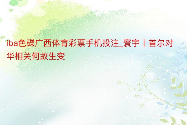 iba色碟广西体育彩票手机投注_寰宇｜首尔对华相关何故生变