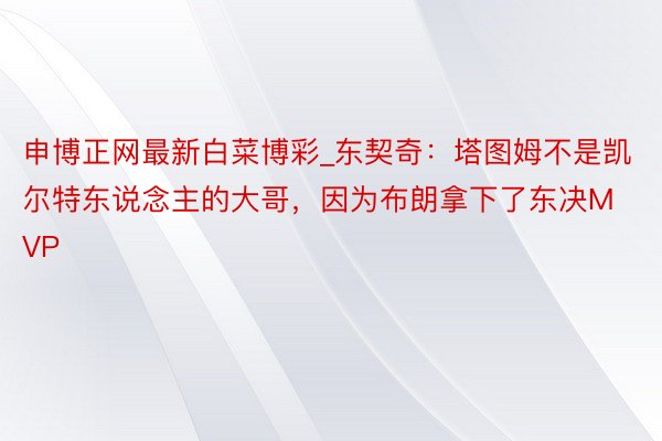 申博正网最新白菜博彩_东契奇：塔图姆不是凯尔特东说念主的大哥，因为布朗拿下了东决MVP
